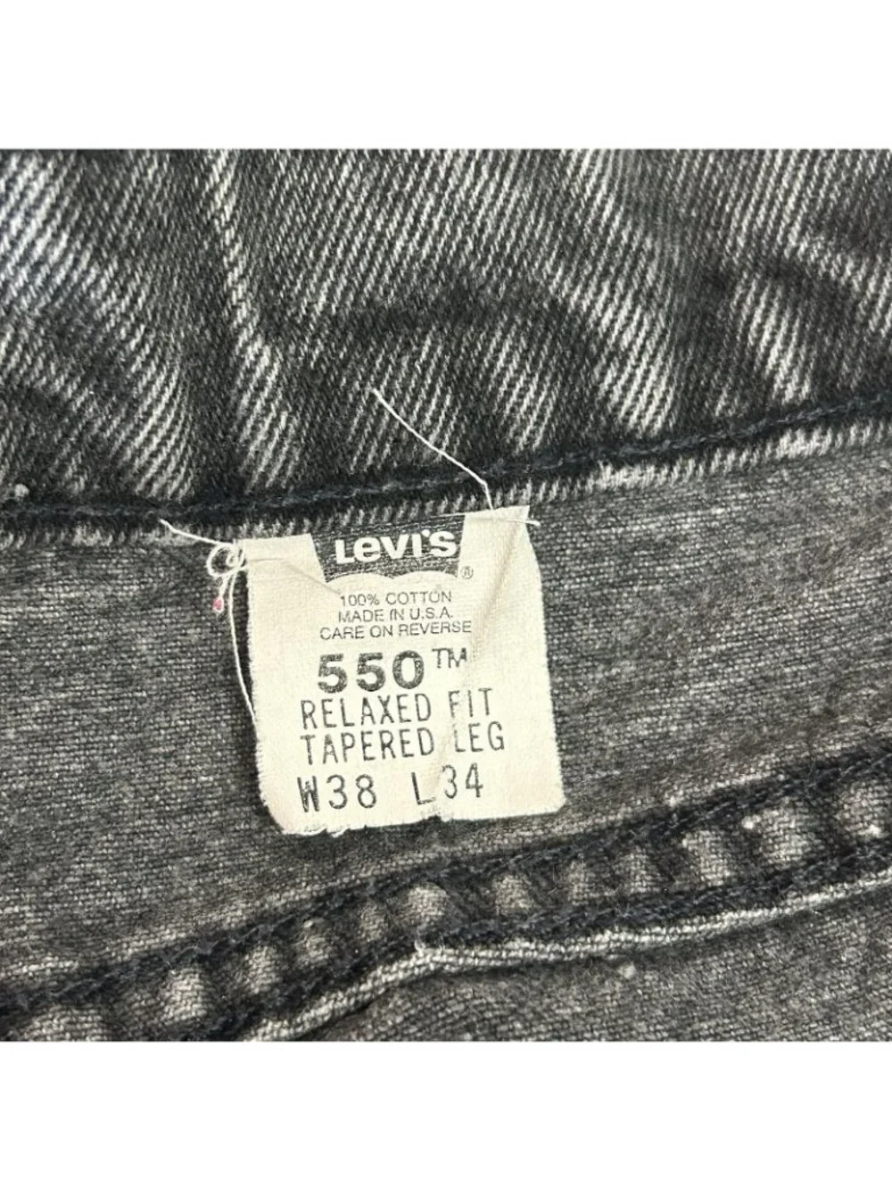 VTG 90s Levis 550 Orange Tab Mens 38x34 Relaxed Fit Tapered Leg Black Jeans USA